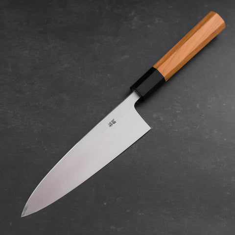 Aideba Blue Steel #1 Hon-Kasumi Buffalo Teak Handle 165mm (6.5”)-[Musashi]-[Japanese-Kitchen-Knives]