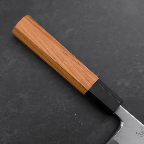 Aideba Blue Steel #1 Hon-Kasumi Buffalo Teak Handle 165mm (6.5”)-[Musashi]-[Japanese-Kitchen-Knives]