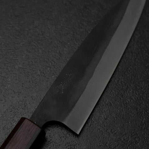 Ajikiri Blue Steel #1 Kurouchi Purple Urushi Handle 145mm-[Musashi]-[Japanese-Kitchen-Knives]