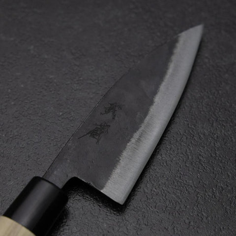 Ajikiri White Steel #2 Kurouchi Magnolia Round Handle 105mm-[Musashi]-[Japanese-Kitchen-Knives]