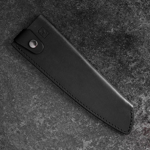 Black Leather Sheath for Santoku / Bunka Knife 180mm (7”)-[Musashi]-[Japanese-Kitchen-Knives]