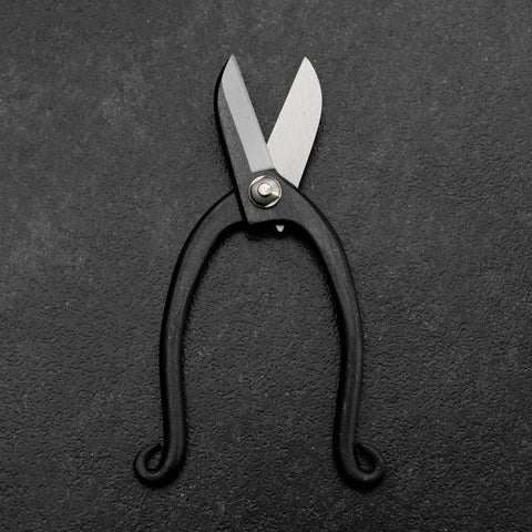 Black Musashi Flower Scissors Blue Steel #2 Undercuts Forged Handmade 165mm-[Musashi]-[Japanese-Kitchen-Knives]