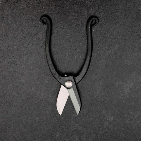 Black Musashi Flower Scissors Blue Steel #2 Undercuts Forged Handmade 165mm-[Musashi]-[Japanese-Kitchen-Knives]