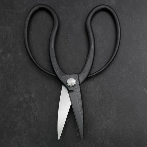 Black Musashi Ueki Pruning Shears / Garden Scissors Round Blue Steel #2 Forged Handmade 200mm-[Musashi]-[Japanese-Kitchen-Knives]
