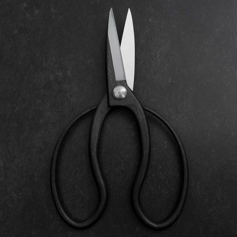 Black Musashi Ueki Pruning Shears / Garden Scissors Round Blue Steel #2 Forged Handmade 200mm-[Musashi]-[Japanese-Kitchen-Knives]