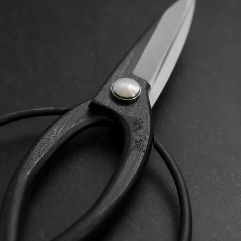 Black Musashi Ueki Pruning Shears / Garden Scissors Round Blue Steel #2 Forged Handmade 200mm-[Musashi]-[Japanese-Kitchen-Knives]