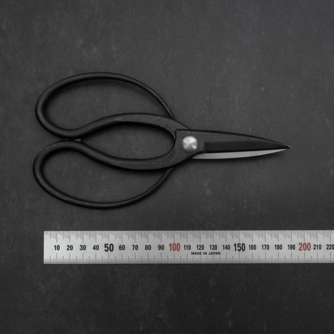 Black Musashi Ueki Pruning Shears / Garden Scissors Round Blue Steel #2 Forged Handmade 200mm-[Musashi]-[Japanese-Kitchen-Knives]