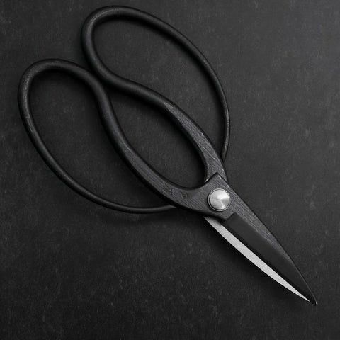 Black Musashi Ueki Pruning Shears / Garden Scissors Round Blue Steel #2 Forged Handmade 200mm-[Musashi]-[Japanese-Kitchen-Knives]