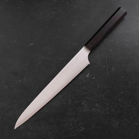 Bread knife Molybdenum Polished Ebony Handle 230mm-[Musashi]-[Japanese-Kitchen-Knives]
