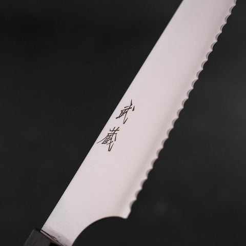 Bread knife Molybdenum Polished Ebony Handle 230mm-[Musashi]-[Japanese-Kitchen-Knives]