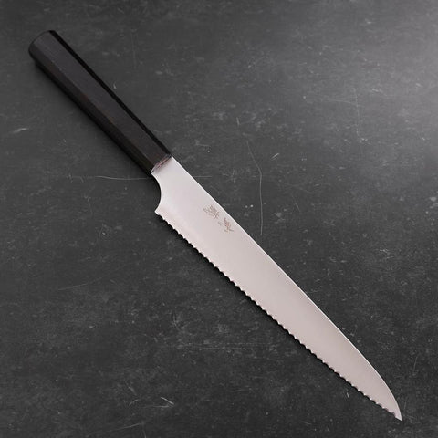 Bread knife Molybdenum Polished Ebony Handle 230mm-[Musashi]-[Japanese-Kitchen-Knives]