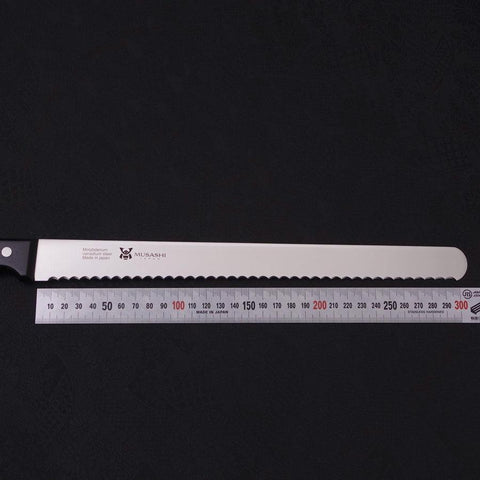 Bread knife Molybdenum Polished Western Handle 300mm-[Musashi]-[Japanese-Kitchen-Knives]