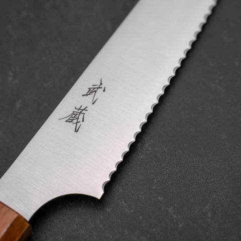 Bread knife Molybdenum Polished Yaki Urushi Handle 230mm-[Musashi]-[Japanese-Kitchen-Knives]