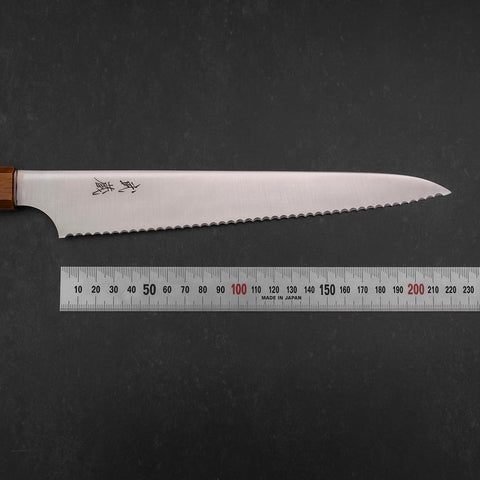 Bread knife Molybdenum Polished Yaki Urushi Handle 230mm-[Musashi]-[Japanese-Kitchen-Knives]