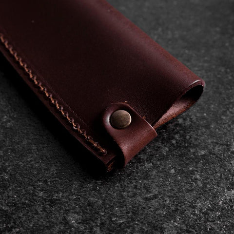 Brown Leather Sheath for Gyuto / Kiritsuke Knife 210mm (8.3”)-[Musashi]-[Japanese-Kitchen-Knives]