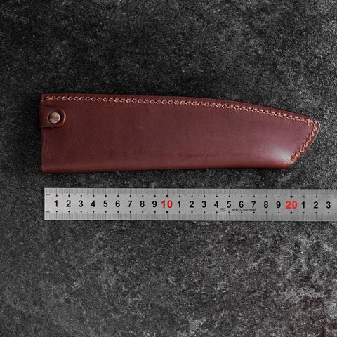 Brown Leather Sheath for Santoku / Bunka Knife 180mm (7”)-[Musashi]-[Japanese-Kitchen-Knives]