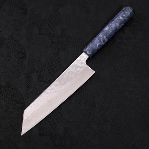 Bunka AUS-10 Nashiji Damascus Mirror Ocean Blue Handle 170mm-[Musashi]-[Japanese-Kitchen-Knives]
