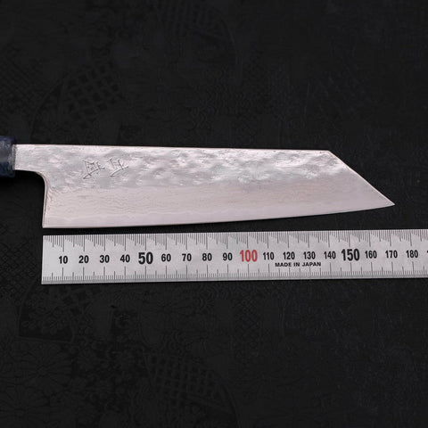 Bunka AUS-10 Nashiji Damascus Mirror Ocean Blue Handle 170mm-[Musashi]-[Japanese-Kitchen-Knives]