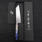 Bunka AUS-10 Nashiji Damascus Mirror Ocean White Blue Handle 170mm-[Musashi]-[Japanese-Kitchen-Knives]