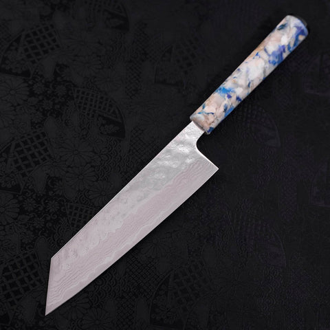 Bunka AUS-10 Nashiji Damascus Mirror Ocean White Mix Handle 170mm-[Musashi]-[Japanese-Kitchen-Knives]