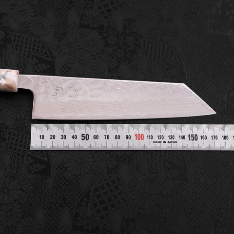 Bunka AUS-10 Nashiji Damascus Mirror Ocean White Mix Handle 170mm-[Musashi]-[Japanese-Kitchen-Knives]