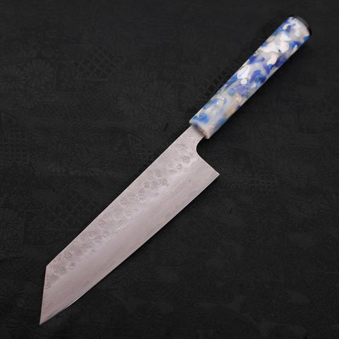 Bunka AUS-10 Nashiji Damascus Ocean Blue-White Mix Handle 170mm-[Musashi]-[Japanese-Kitchen-Knives]