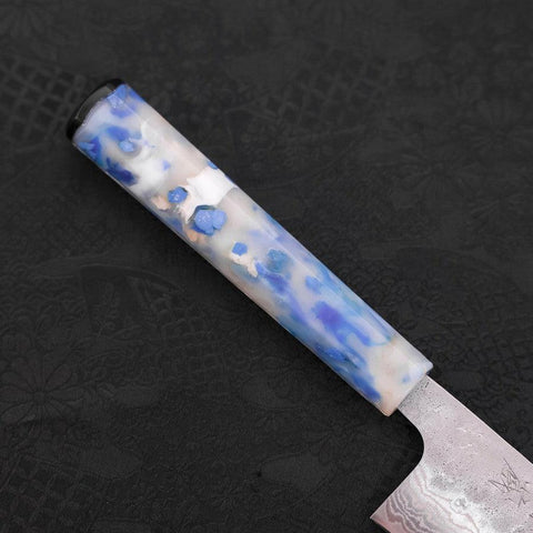 Bunka AUS-10 Nashiji Damascus Ocean Blue-White Mix Handle 170mm-[Musashi]-[Japanese-Kitchen-Knives]