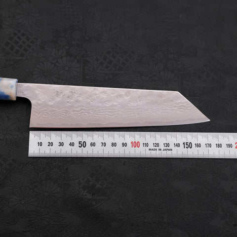 Bunka AUS-10 Nashiji Damascus Ocean Blue-White Mix Handle 170mm-[Musashi]-[Japanese-Kitchen-Knives]