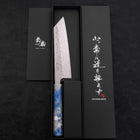 Bunka AUS-10 Nashiji Damascus Ocean Blue-White Mix Handle 170mm-[Musashi]-[Japanese-Kitchen-Knives]