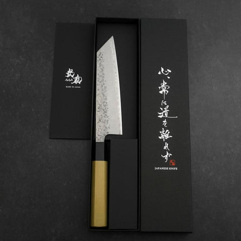 Bunka AUS-10 Tsuchime Damascus Buffalo Magnolia Handle 170mm-[Musashi]-[Japanese-Kitchen-Knives]