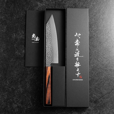 Bunka AUS-8 Tsuchime Mahogany Handle 180mm (7”)-[Musashi]-[Japanese-Kitchen-Knives]