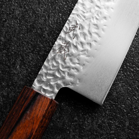 Bunka AUS-8 Tsuchime Mahogany Handle 180mm-[Musashi]-[Japanese-Kitchen-Knives]