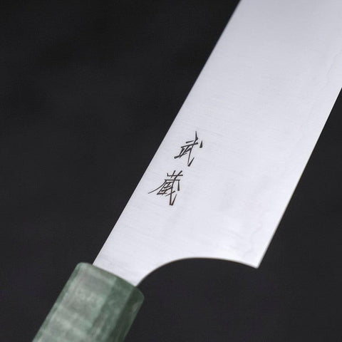 Bunka Blue Super Polished Maple Green Handle 180mm-[Musashi]-[Japanese-Kitchen-Knives]