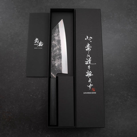 Bunka Blue Steel #1 Kurouchi Dark Blue Urushi Handle 170mm-[Musashi]-[Japanese-Kitchen-Knives]