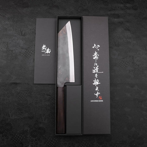 Bunka Blue Steel #1 Kurouchi Stainless Clad Ebony Handle 190mm-[Musashi]-[Japanese-Kitchen-Knives]