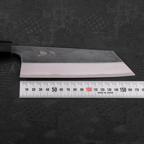 Bunka Blue Steel #2 Kurouchi Damascus Buffalo Teak Handle 165mm-[Musashi]-[Japanese-Kitchen-Knives]