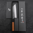 Bunka Blue Steel #2 Kurouchi Damascus Buffalo Teak Handle 165mm-[Musashi]-[Japanese-Kitchen-Knives]