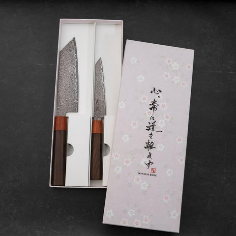 Bunka & Kiritsuke Petty VG-10 Damasco Manico Ebano Shitan Sakura Set