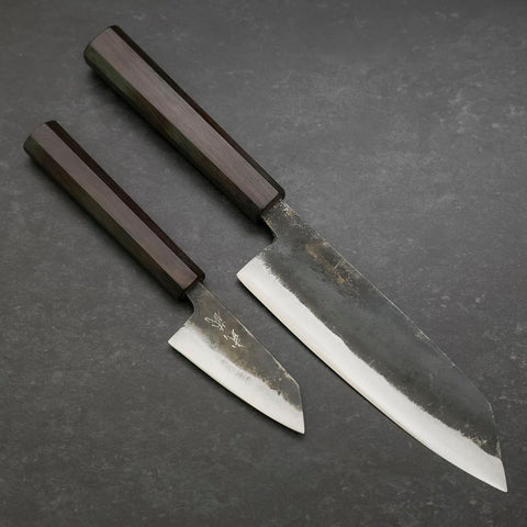 Bunka & Kobunka Blue Steel #2 Kurouchi Manico Ebano Sakura Set