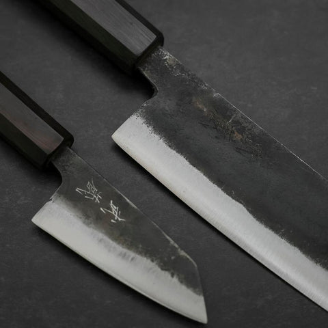 Bunka & Kobunka Blue Steel #2 Kurouchi Manico Ebano Sakura Set