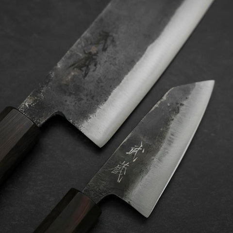 Bunka & Kobunka Blue Steel #2 Kurouchi Manico Ebano Sakura Set
