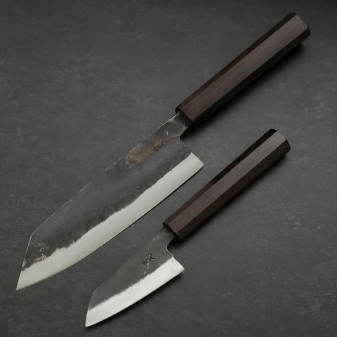 Bunka & Kobunka Blue Steel #2 Kurouchi Manico Ebano Sakura Set