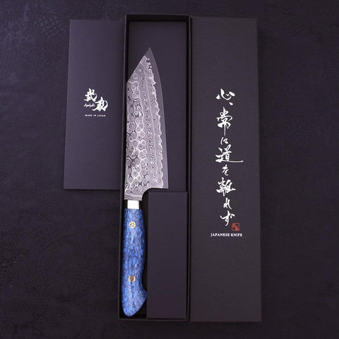 Bunka SG-2 Damascus Turquoise Blue Handle 170mm-[Musashi]-[Japanese-Kitchen-Knives]