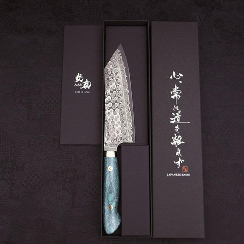 Bunka SG-2 Damascus Turquoise Green Handle 170mm-[Musashi]-[Japanese-Kitchen-Knives]