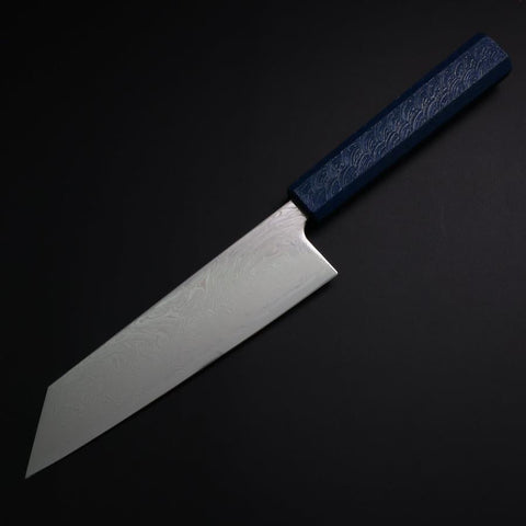 Bunka SLD Wave Nickel Damascus Blue Urushi Handle 170mm (6.7”)-[Musashi]-[Japanese-Kitchen-Knives]