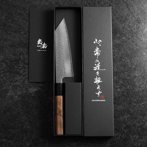 Bunka SPG Strix Tsuchime Damascus Buffalo Walnut Handle 165mm (6.5”)-[Musashi]-[Japanese-Kitchen-Knives]
