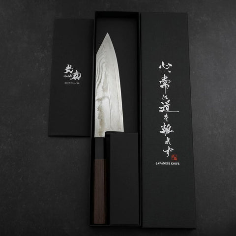 Bunka Silver Steel #3 Damascus Buffalo Wenge Handle 170mm-[Musashi]-[Japanese-Kitchen-Knives]
