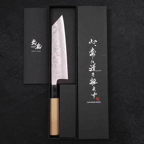 Bunka Silver Steel #3 Nashiji Buffalo Magnolia Handle 170mm-[Musashi]-[Japanese-Kitchen-Knives]