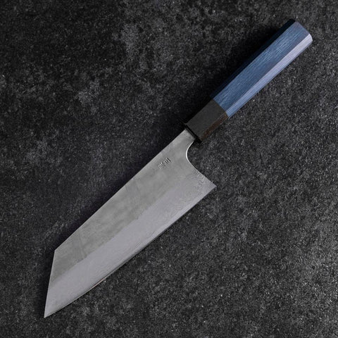Bunka Silver Steel #3 Nashiji Damascus Blue Urushi Handle 175mm-[Musashi]-[Japanese-Kitchen-Knives]