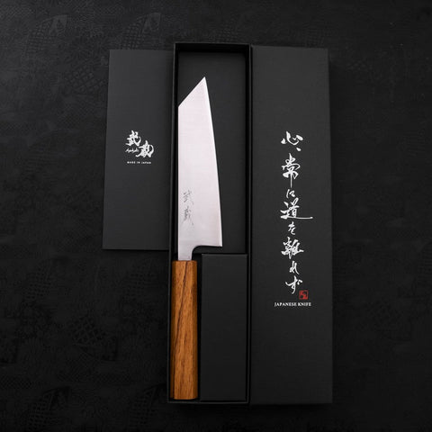 Bunka Silver Steel #3 Polished Oak Handle 170mm-[Musashi]-[Japanese-Kitchen-Knives]